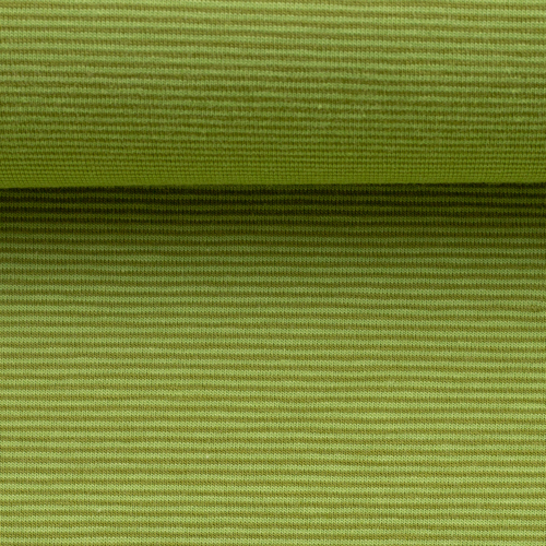 European Ribbing, Oeko-Tex, 1mm Stripes Kiwi/Khaki Green