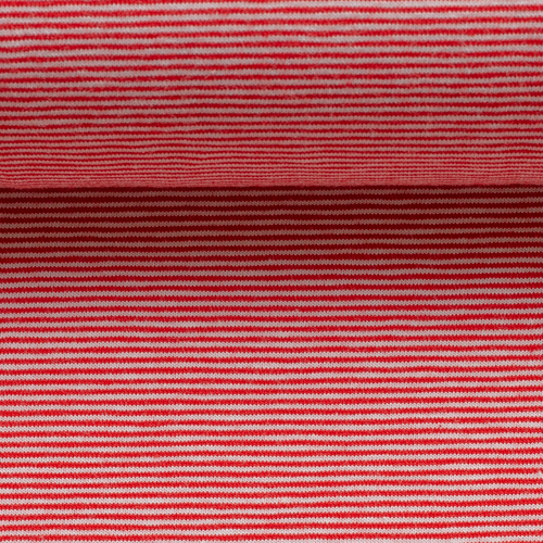 European Ribbing, Oeko-Tex, 1mm Stripes Red/White