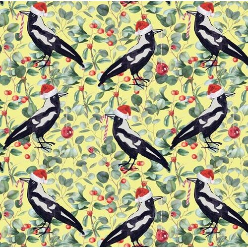 KK Fabrics, Unalloyed Aussie Christmas, Magpies Carols Sunshine