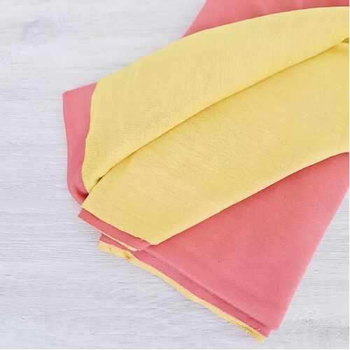 European Viscose Knit, Oeko-Tex, Double Sided, Lemon/Coral