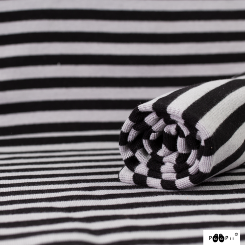 PaaPii Design - Ribbing GOTS Organic Black/Grey Striped