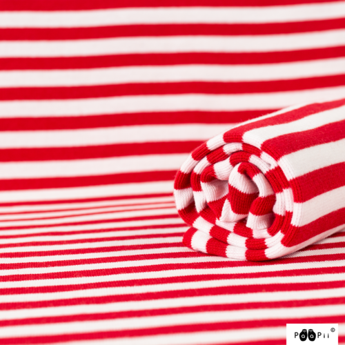 PaaPii Design - Ribbing GOTS Organic Red/White Striped