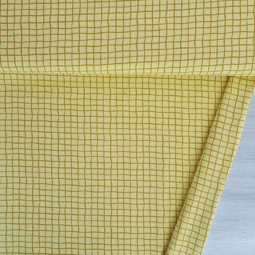 European Cotton Elastane Jersey, Oeko-Tex, Grid Sunny Yellow