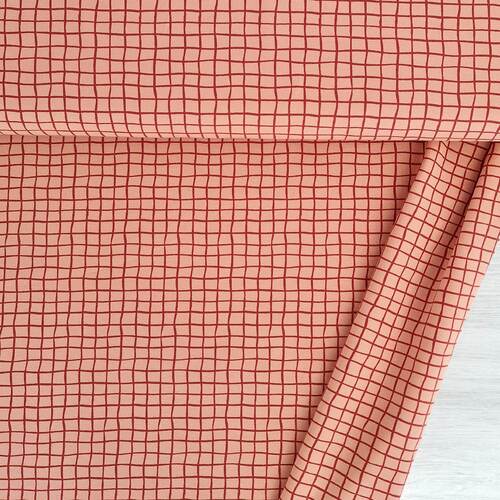 European Cotton Elastane Jersey, Oeko-Tex, Grid Tangerine/Amber