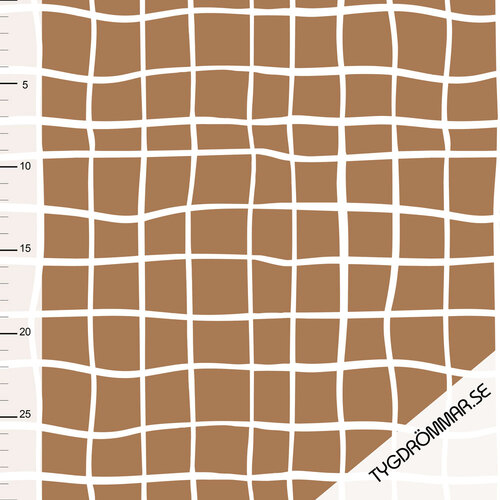 *REMNANT 90cm* Tygdrommar, GOTS Organic Jersey, Grid Sandstorm