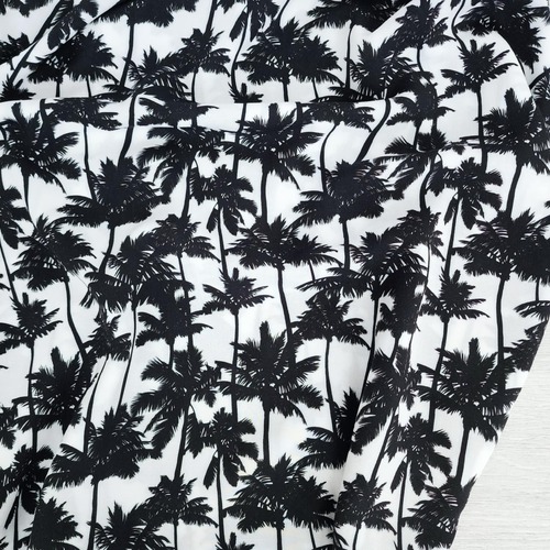 European Woven Viscose, Oeko-Tex, Monochrome Palm Trees