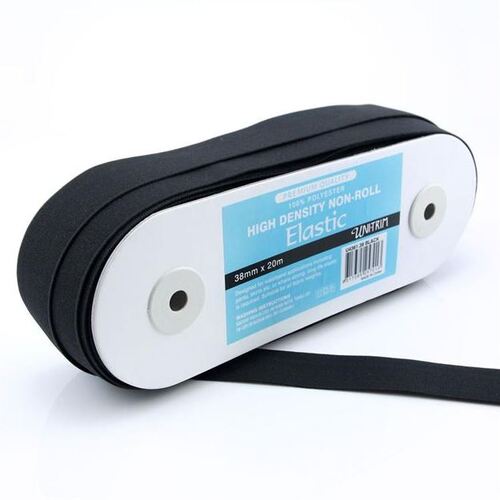 Elastic, Uni-Trim High Density 38mm - Black, per 20m Roll