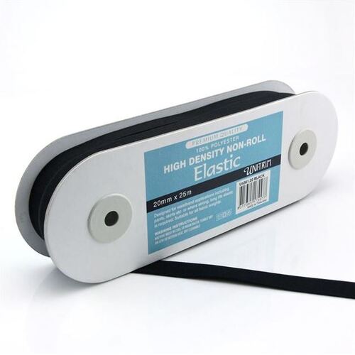 Elastic, Uni-Trim High Density 20mm - Black, 25m Roll