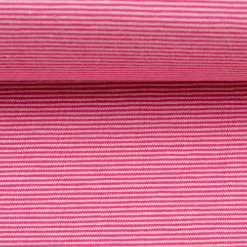 European Cotton Elastane Jersey, Oeko-Tex, 1mm Stripes Pink/Bright Pink