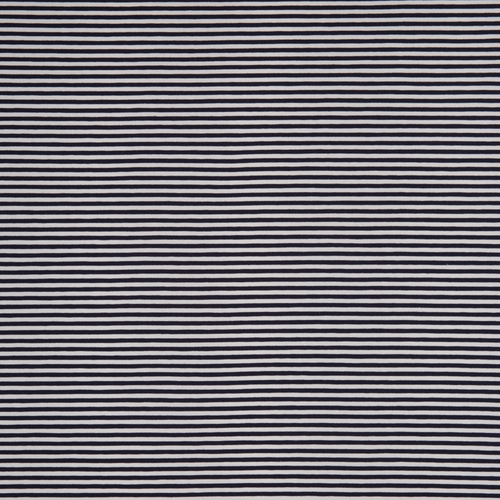European Cotton Elastane Jersey, Oeko Tex, Stripes 3mm Navy
