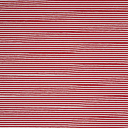 European Cotton Elastane Jersey, Oeko Tex, Stripes 3mm Red