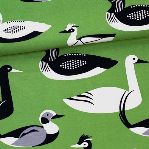 PaaPii Design, GOTS Organic Jersey, Waterbirds Forest Grey