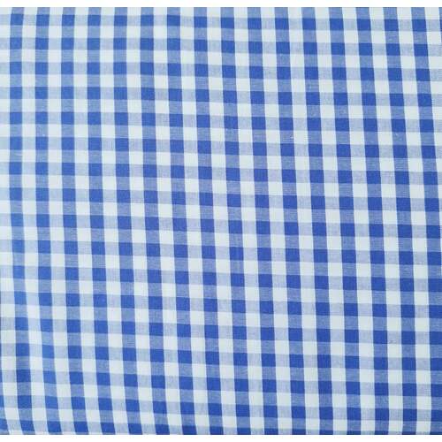 *REMNANT 75cm* European Cottons, Oeko-Tex, Gingham 5mm, Cornflour Blue & White