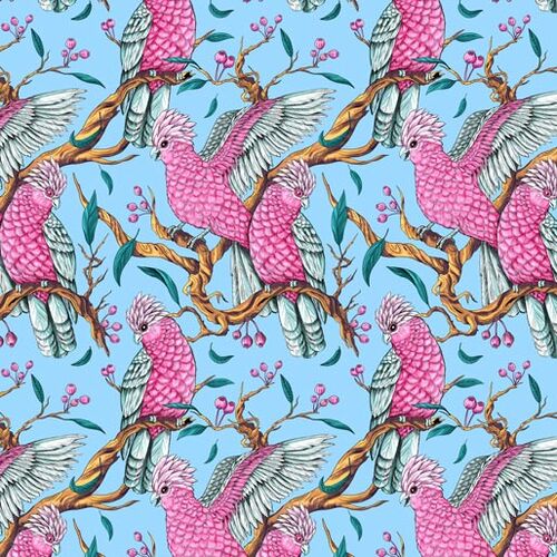 KK Fabrics, Wonderful Wings, Galahs Blue