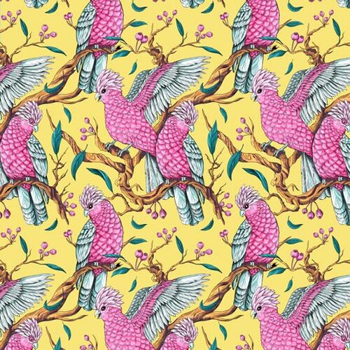 KK Fabrics, Wonderful Wings, Galahs Yellow