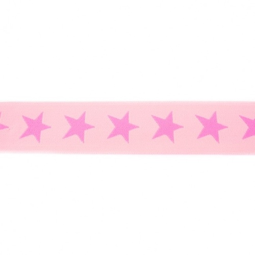 Waistband Elastic, Soft 40mm Stars Pale Pink Light Pink