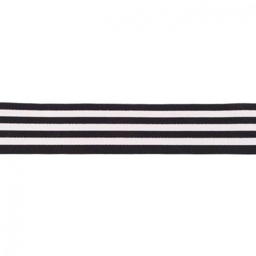 Waistband Elastic, Soft 40mm Line Stripes Black
