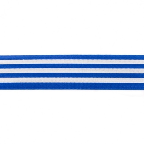 Waistband Elastic, Soft 40mm Line Stripes Royal Blue