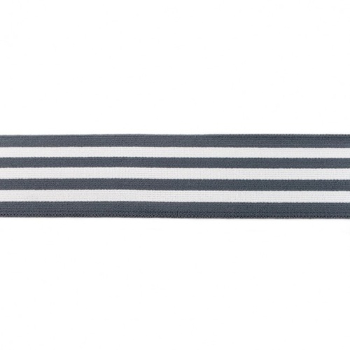 Waistband Elastic, Soft 40mm Line Stripes Dark Grey