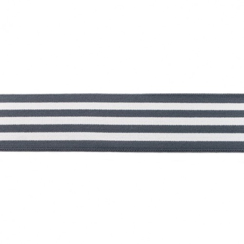 Waistband Elastic, Soft 40mm Line Stripes Dark Grey
