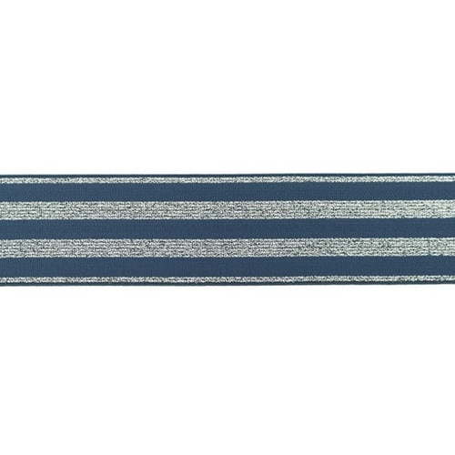 Waistband Elastic, Soft 40mm Lurex Stripes Jeans