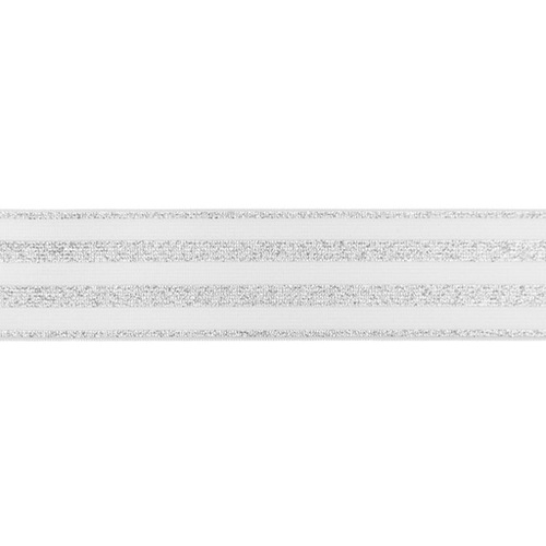 Waistband Elastic, Soft 40mm Lurex Stripes White