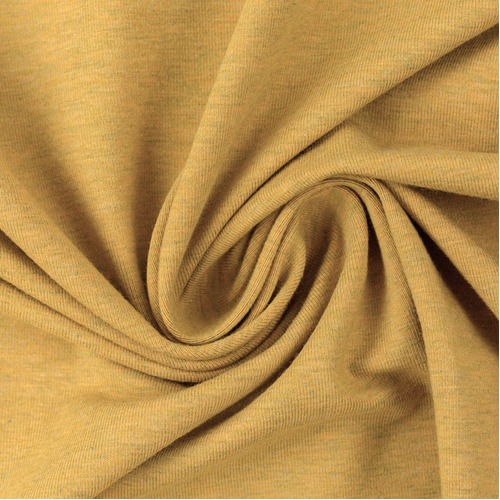 European Cotton Elastane Jersey, Oeko-Tex, Melange Light Ochre