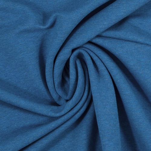 European Cotton Elastane Jersey, Oeko-Tex, Melange Petrol Blue