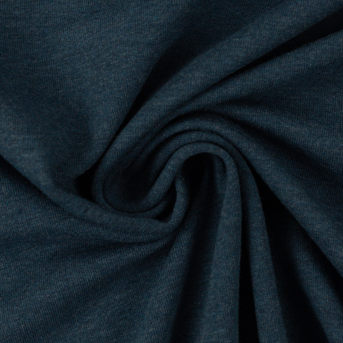 European Cotton Elastane Jersey, Oeko-Tex, Melange Petrol Blue