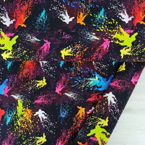 *REMNANT 96cm* European Knit, Oeko-Tex French Terry Cosy, Graphic Splatter Black