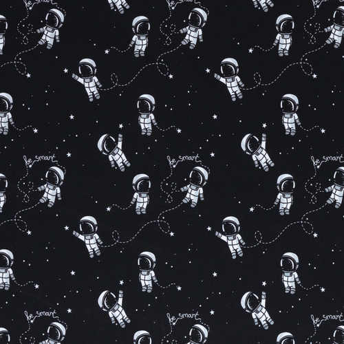 European Knit, Oeko-Tex French Terry, Astronauts Black