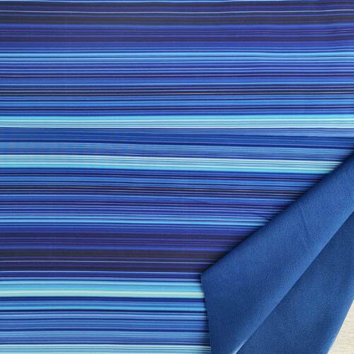 *REMNANT 62cm* European Soft Shell, Nano Stretch, Stripes Blue