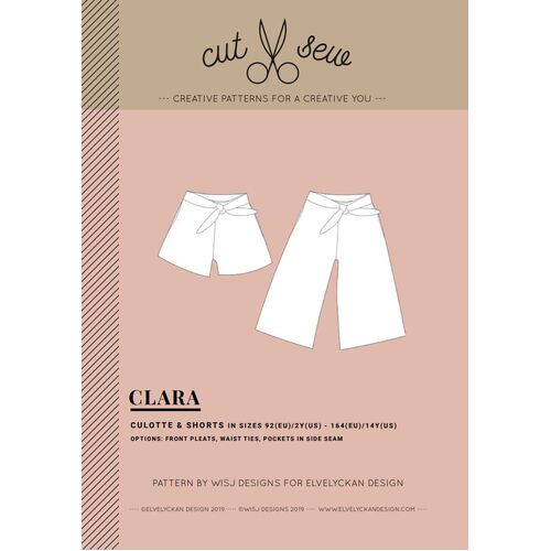 Elvelyckan Design Cut Sew Patterns, Clara Culotte & Shorts
