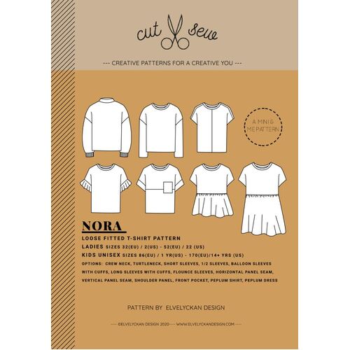 Elvelyckan Design Cut Sew Patterns, Nora Loose Fitted T-Shirt