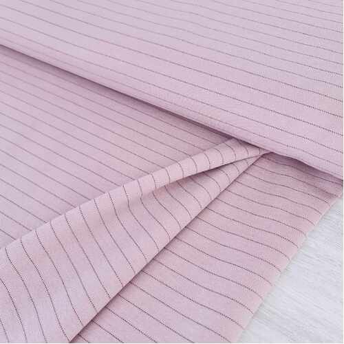 European Viscose Interlock Stretch Knit, Elegant Lurex Stripes Light Rose