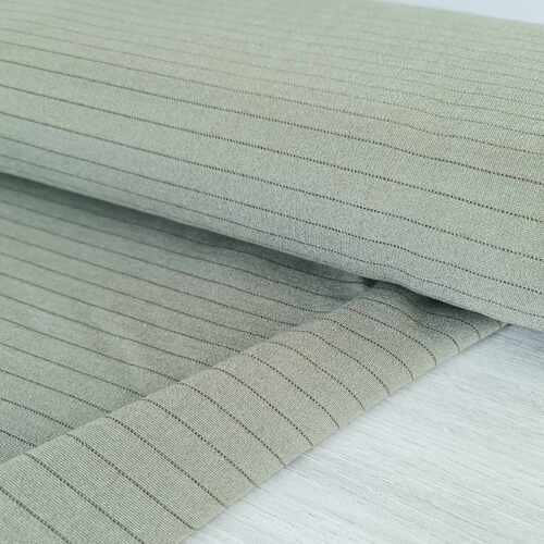 European Viscose Interlock Stretch Knit, Elegant Lurex Stripes Ash Green