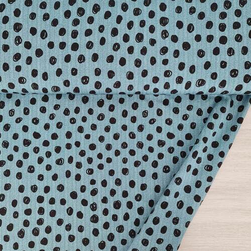 European Knit, Oeko-Tex Lightweight French Terry, Scribbled Spots Blue