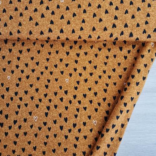 European Knit, Oeko-Tex Lightweight French Terry, Hearts Ochre
