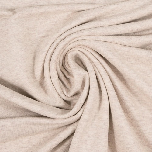 European Cotton Elastane Jersey, Oeko-Tex, Melange Oatmeal