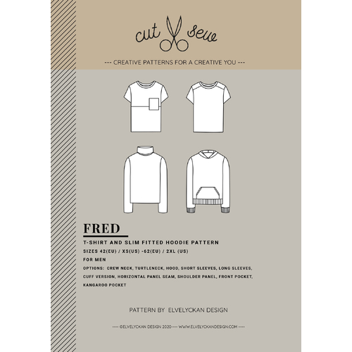 Elvelyckan Design Cut Sew Patterns, Fred T-Shirt & Hoodie