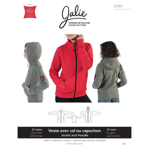 Jalie Sewing Patterns, 2795 Zip-Front Jacket & Hoodie