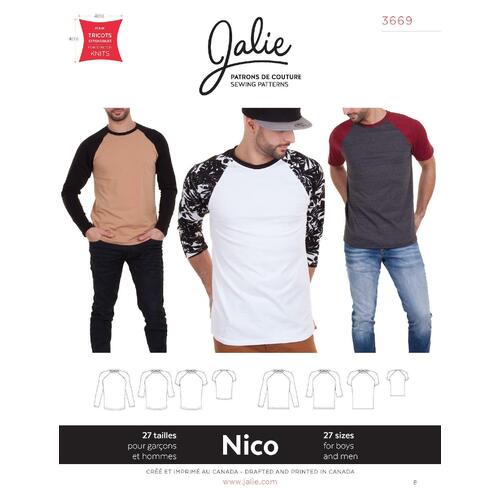 Jalie Sewing Patterns, 3669 NICO Raglan Tees