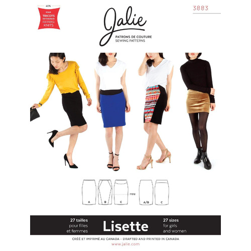 Jalie Sewing Patterns, 3883 LISETTE Pull-on Pencil Skirt