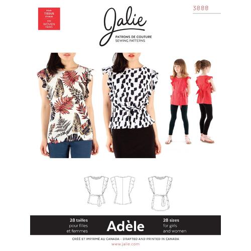 Jalie Sewing Patterns, 3888 ADELE Flutter Sleeve Top & Tunic