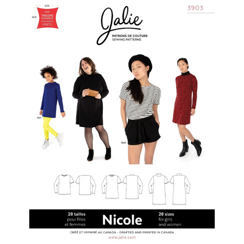 Jalie Sewing Patterns, 3903 NICOLE Shift dress, Tunic & Tee