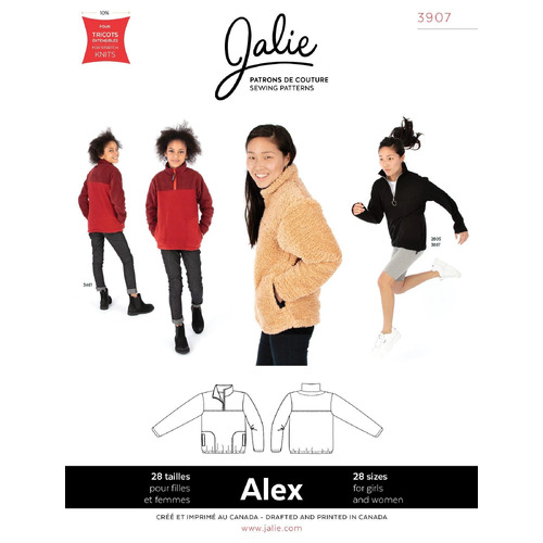Jalie Sewing Patterns, 3907 ALEX Half-Zip Pullover