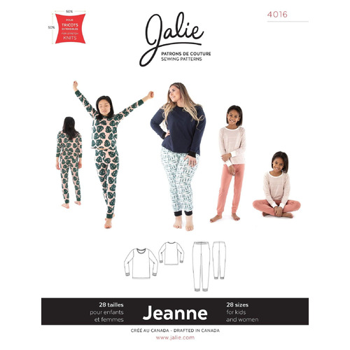 Jalie Sewing Patterns, 4016 JEANNE Knit PJ Set