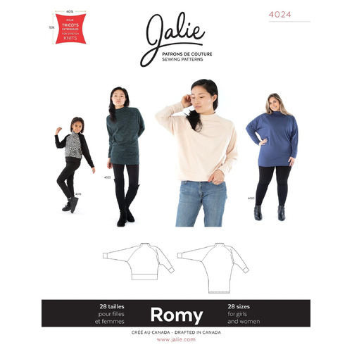 Jalie Sewing Patterns, 4024 ROMY Sweater & Tunic