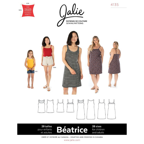 Jalie Sewing Patterns, 4135 BEATRICE Tanks & Dresses