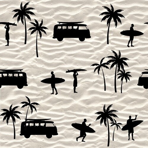 KK Fabrics, Forest Wonders, Ride The Wave Surfing Trip Allover